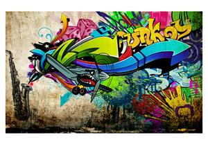 Karo-art Zelfklevend fotobehang - Funky graffiti, 8 maten, premium print, geen behangtafel nodig, instructies bijgevoegd, water- en uv bestendig