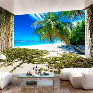 Karo-art Zelfklevend fotobehang - Uitzicht op strand , Premium Print