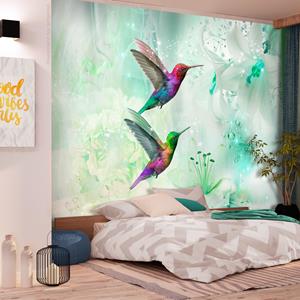 Karo-art Zelfklevend fotobehang - Kleurrijke Kolibries, Groen, Premium print