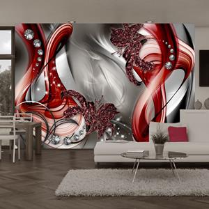 Karo-art Zelfklevend fotobehang - Excentrieke compositie - Rood, 8 maten, premium print