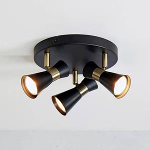 Markslöjd Plafondlamp folie, 3-lamps, zwart/messing