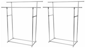 Perel Set van 2  Metalen Kledingrek met 2 stangen MP62 - 75kg draagkracht - 145x50x155cm