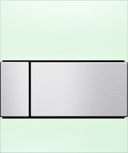 Tece square Urinoir-Bedieningsplaat Incl. Cartouche Glas Groen, Toets Geborsteld Rvs