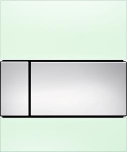 Tece square Urinoir-Bedieningsplaat Incl. Cartouche Glas Groen, Toets Glanzend Chroom