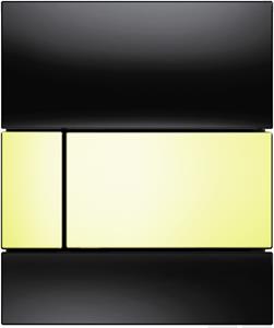 Tece square Urinoir-Bedieningsplaat Incl. Cartouche Glas Zwart, Toets Goud