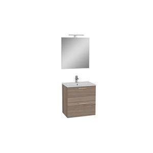 Mia Badezimmerschranks 79x61x39,5 cm mit Spiegel, Waschbecken und LED-Beleuchtung, Braun Cordoba (MIASET80C) - Vitra