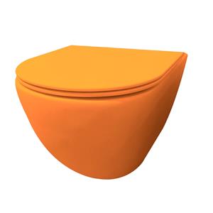 Best Design Wandcloset Morrano Rimfree Blinde Bevestiging incl Zitting Mat Oranje