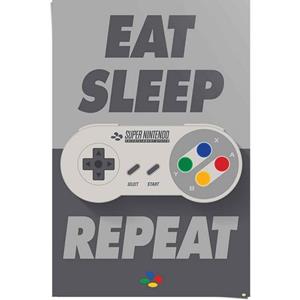 Reinders! Poster Super Nintendo Eat, sleep, repeat