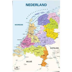 Reinders! Poster schoolkaart Nederland Nederlands - Nederlandse tekst