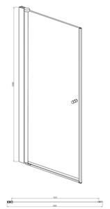 welltime Dusch-Drehtür Florenz, 90x190 cm, Einscheibensicherheitsglas, Drehtür mit Magnetverschluss und Schwalllippe, Nischentür, Glastür
