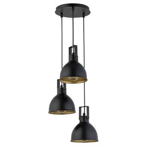 Euluna Hanglamp Trial, 3-lamps rond zwart/goud
