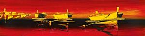 PGM Irene Celic - Tre barche nel rosso II Kunstdruk 100x25cm