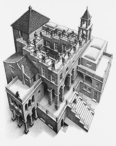 PGM M. C. Escher - Treppauf und Treppab Kunstdruk 55x65cm