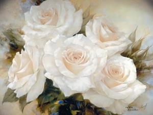 PGM Igor Levashov - White Roses Kunstdruk 92x72cm