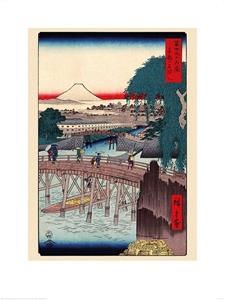 Pyramid Hiroshige Ichkoku Bridge in the Eastern Capital Kunstdruk 60x80cm