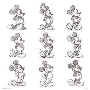 Grupo Erik Disney Mickey Sketch Kunstdruk 30x30cm