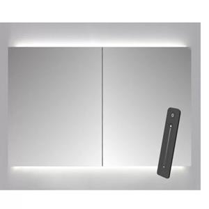 Sanicare Spiegelkast  Qlassics Ambiance 80x60 cm Met Dubbelzijdige Spiegeldeuren, LED Verlichting En Afstandsbediening Schots Eiken