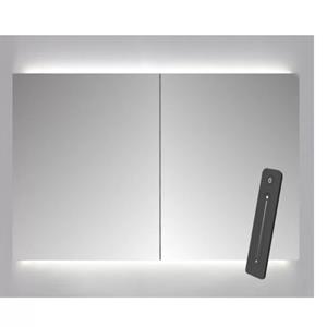 Sanicare Spiegelkast  Qlassics Ambiance 80x60 cm Met Dubbelzijdige Spiegeldeuren, LED Verlichting En Afstandsbediening Antraciet