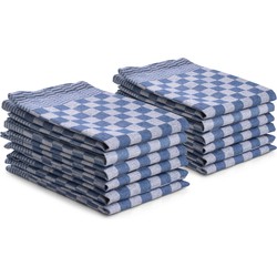 Seashell theedoeken set - 12 stuks - 50x70 - blokpatroon - geblokt - horeca ruit - blauw