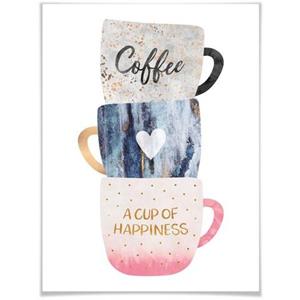 Wall-Art Poster "A cup of happiness", Schriftzug, (1 St.)