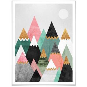 Wall-Art Poster Veelkleurige bergen (1 stuk)