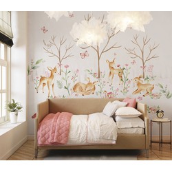 Walloha Lieve hertjes, roze - Kinderbehang - 292,2 cm x 280 cm - 