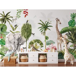 Walloha Kinderkamer jungle safari - Kinderbehang - 389,6 cm x 280 cm - 