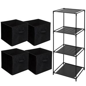 Storage Solutions Opbergrek 4-laags Smartrack - 4x mandjes polyester - zwart - x cm -