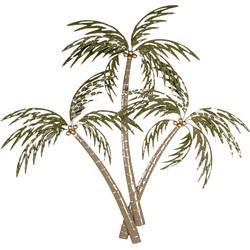 Clayre & Eef Wanddecoratie Palm 90x100 cm Groen Bruin Ijzer Rechthoek Palmboom Muurdecoratie