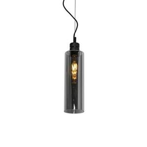 Qazqa Moderne Hanglamp Zwart Met Smoke Glas - Stavelot