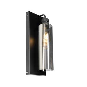 QAZQA Moderne Wandlampe schwarz mit Rauchglas - Stavelot