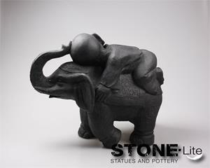 StonE'lite Boeddha olifant l55b24h44 cm zwart Stone-Lite