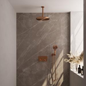 Brauer Copper Edition thermostatische inbouw regendouche met 3 standen handdouche, plafondarm en hoofddouche 30cm set 60 koper geborsteld PVD