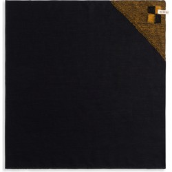 Knit Factory Linnen Theedoek - Poleerdoek - Keuken Droogdoek Block - Zwart/Oker - 65x65 cm