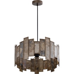 PTMD Collection PTMD Levan Brass stone veneer hanging lamp round