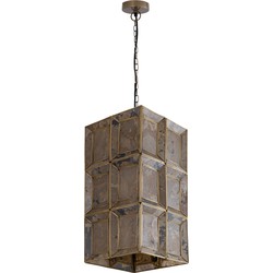 PTMD Collection PTMD Layra Brass stone veneer hanging lamp antique