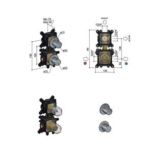 Hotbath Cobber Inbouwdeel - Inbouw thermostaat met 2-weg stop-omstel RVS316 HBCB7009