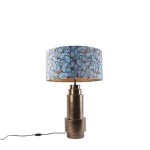 QAZQA Tischlampe Bronze mit Veloursschmetterling 50 cm - Bruut