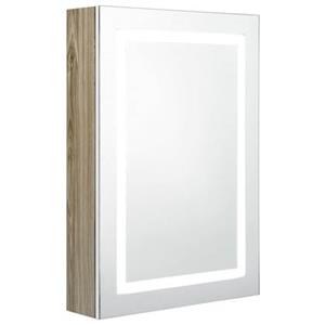 VidaXL Badkamerkast met spiegel en LED 50x13x70 cm wit en eikenkleurig