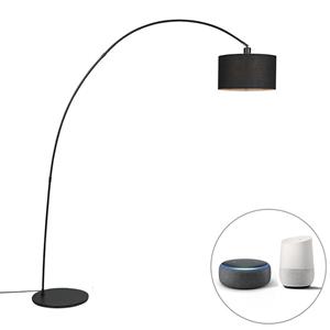 QAZQA Intelligente moderne Bogenlampe schwarz inkl. A60 Wifi - Vinossa