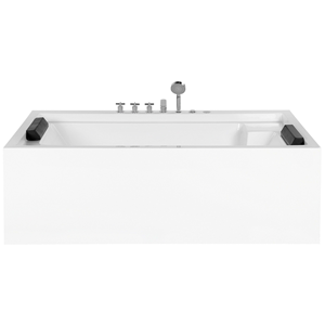 beliani Whirlpool-Badewanne Weiß Acryl Rechteckig 110 x 180 cm Modern Minimalistisch - Schwarz