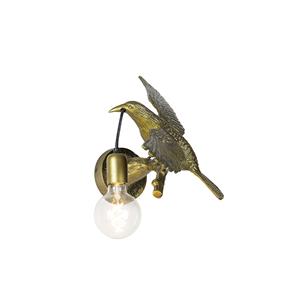 QAZQA Vintage Wandlampe Messing - Fugl