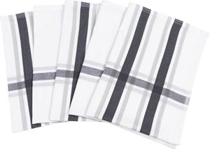 stucotrendstextiles Geschirrtücher, Banderole, Weiß-Beige-Schwarz kariert, 50 x 70 cm, 5er