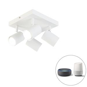 QAZQA Smart plafondlamp wit vierkant incl. 4 Wifi GU10 - Jeana