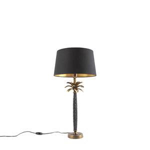 QAZQA Art Deco Tischlampe Bronze mit schwarzem Schirm 35 cm - Areka