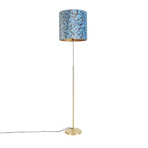 qazqa Stehlampe Gold / Messing mit Veloursschirm Schmetterlinge 40/40 cm - Parte - Bunt