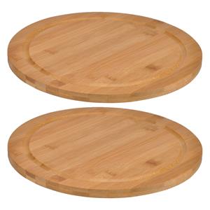 HI Set van 2x stuks bamboe broodplank/serveerplank/snijplank rond 25 cm -