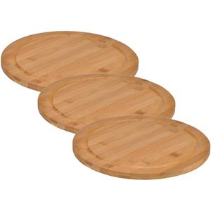 HI Set van 3x stuks bamboe broodplank/serveerplank/snijplank rond 25 cm -