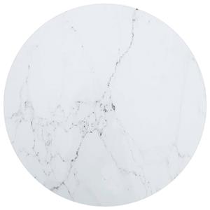 VIDAXL Tischplatte Weiß Ø50x0,8 Cm Hartglas Mit Marmordesign