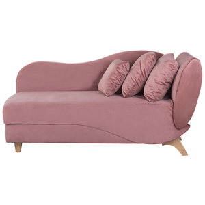 BELIANI Chaise longue fluweel roze rechtszijdig MERI
